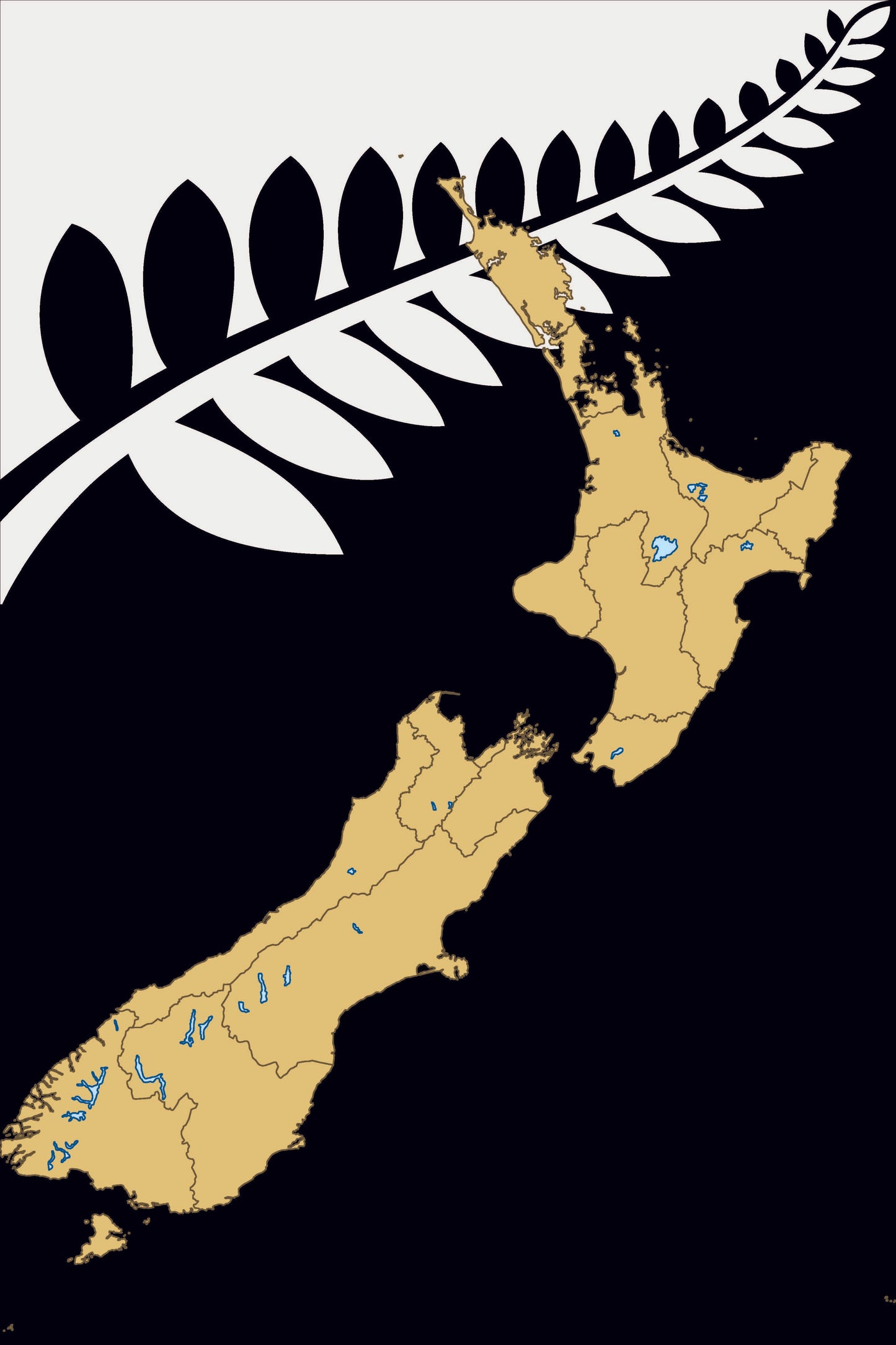 New Zealand Map and Fern