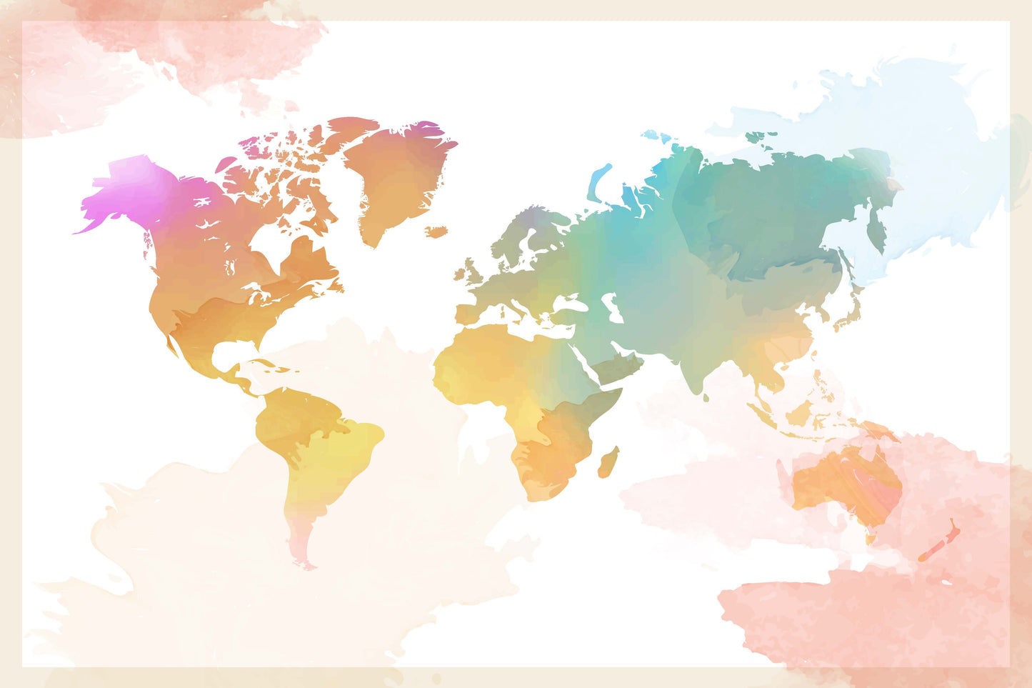World Map in Pastels