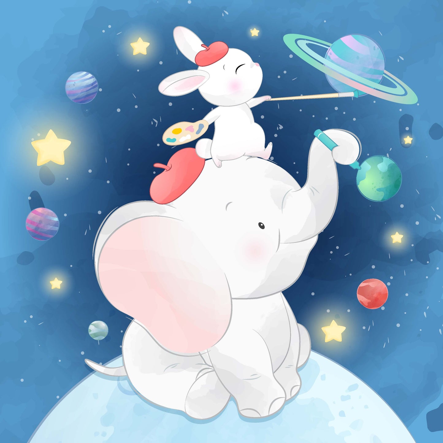 Elephant and Rabbit with Saturn